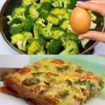 Freshly baked Healthy Broccoli Egg Bake Casserole in a dish
