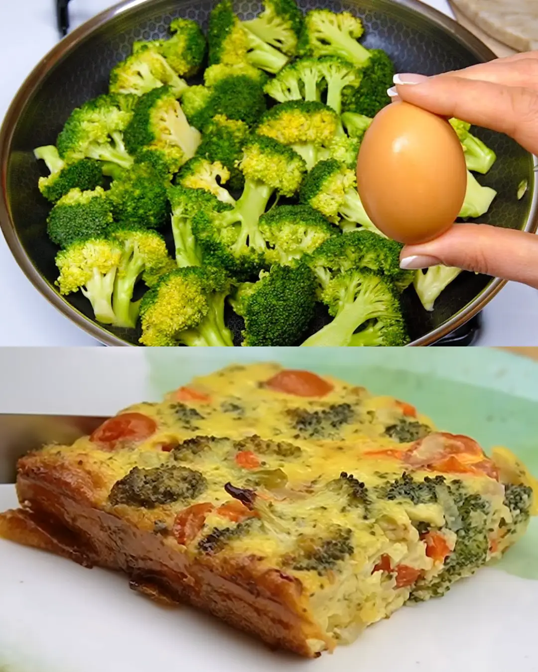 Freshly baked Healthy Broccoli Egg Bake Casserole in a dish