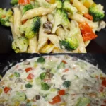 Creamy Pasta with Broccoli and Mushrooms Photo