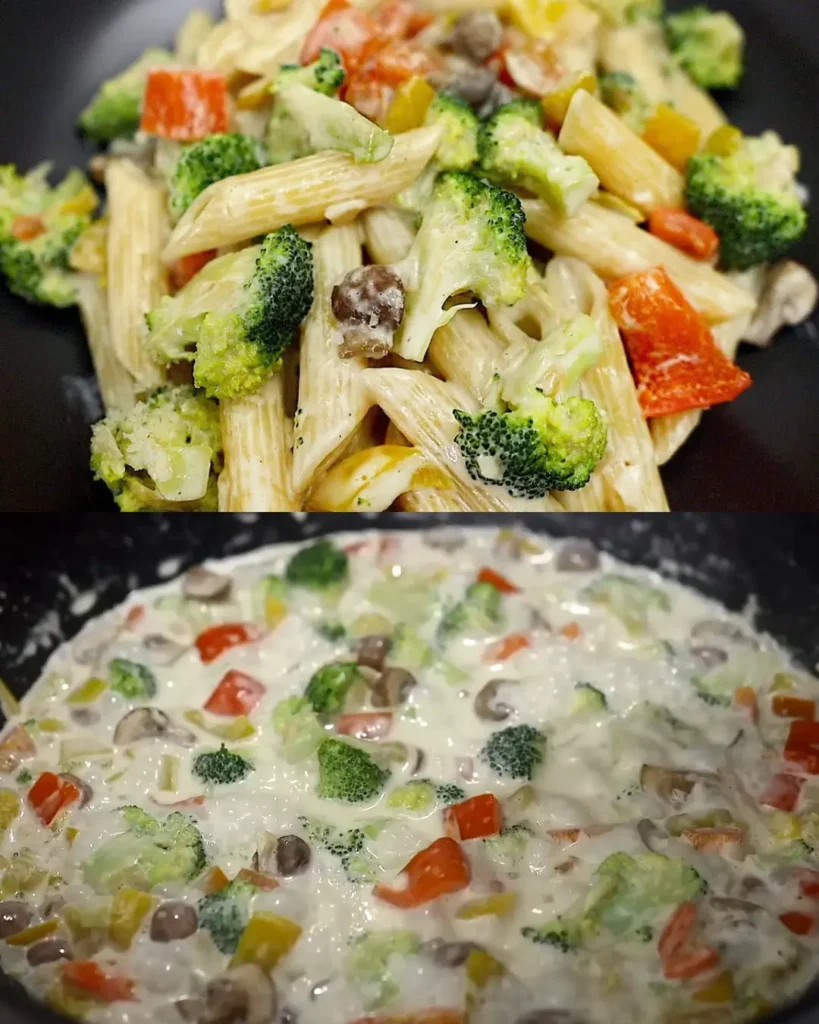 Creamy Pasta with Broccoli and Mushrooms Photo