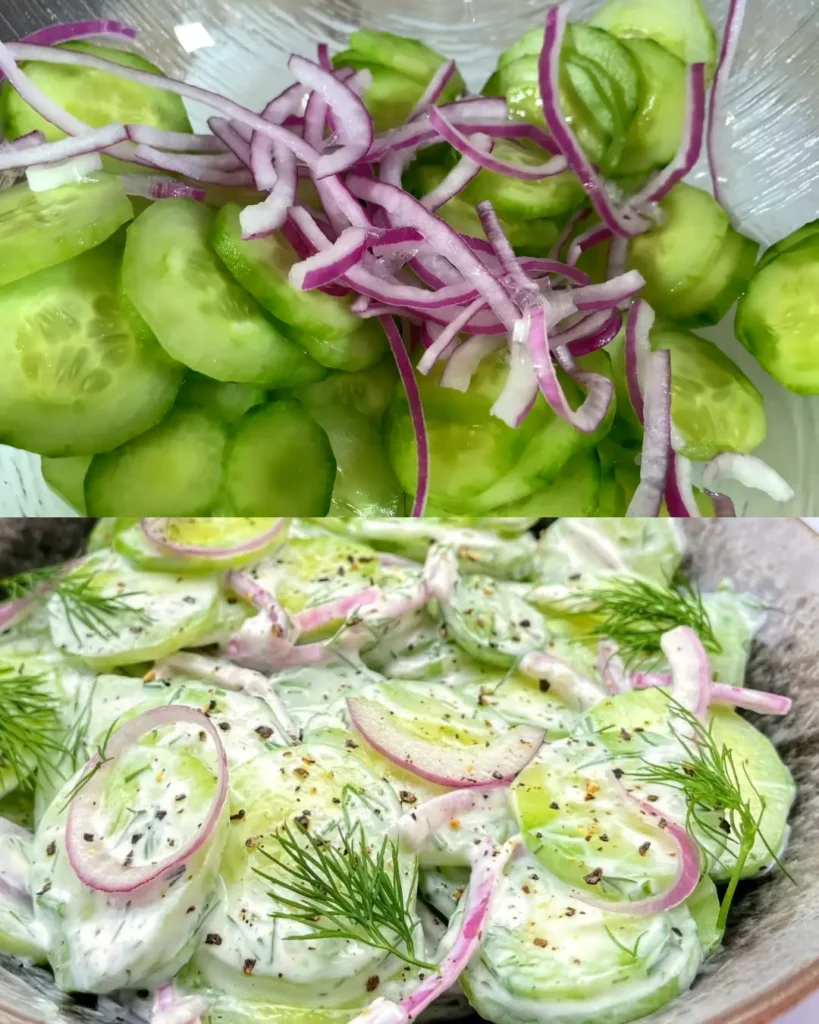Quick and Delicious Cucumber Salad! Conquers at once. Extraordinary taste, tender and flavorful dressing