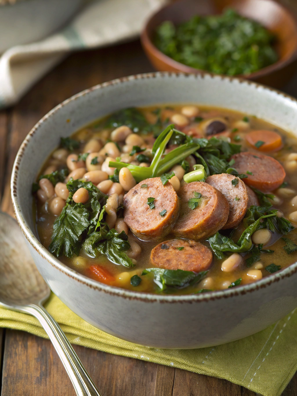 Black-Eyed Pea Soup with Sausage & Collard Greens
