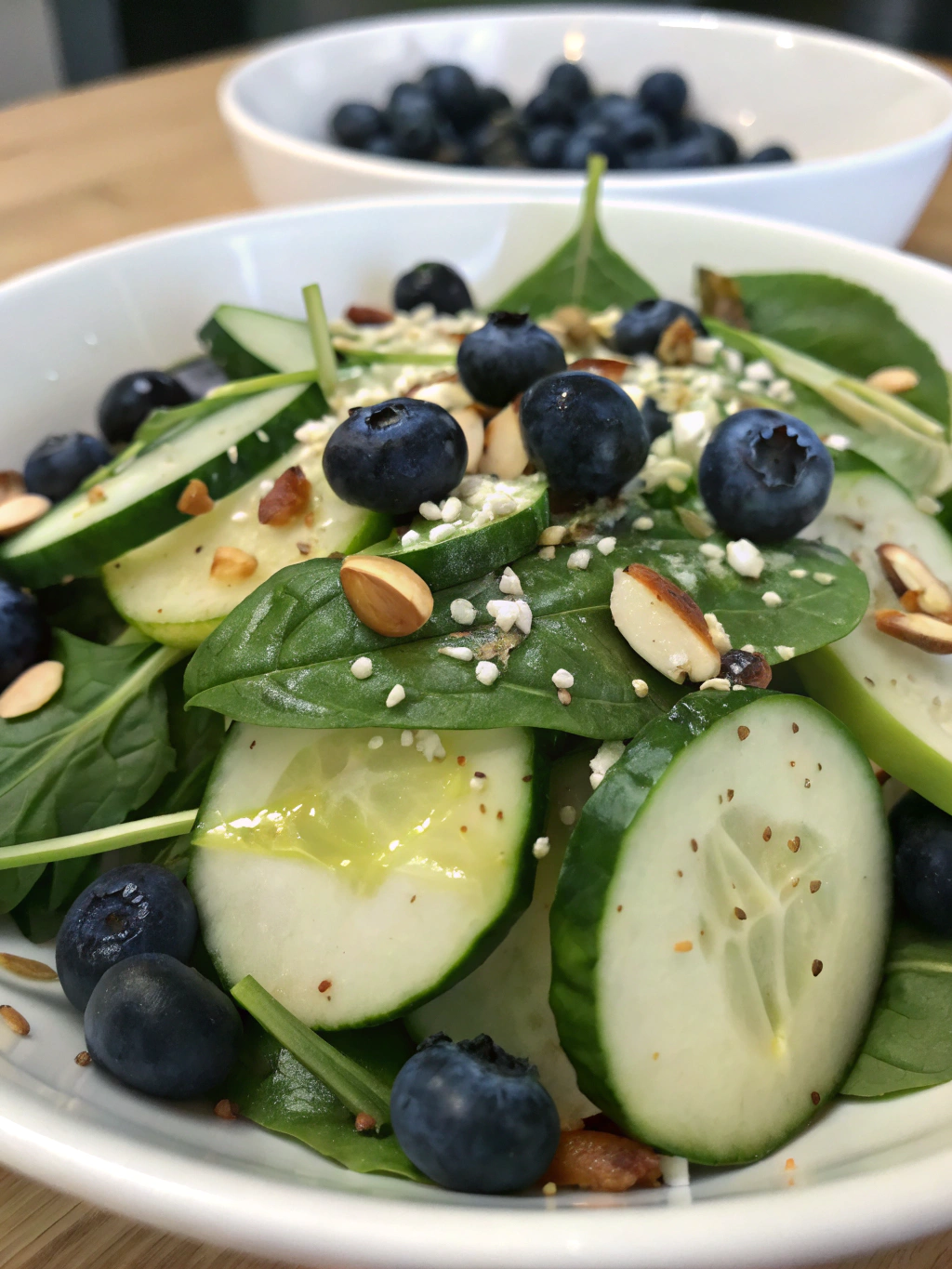 Cucumber-Blueberry Spinach Salad
