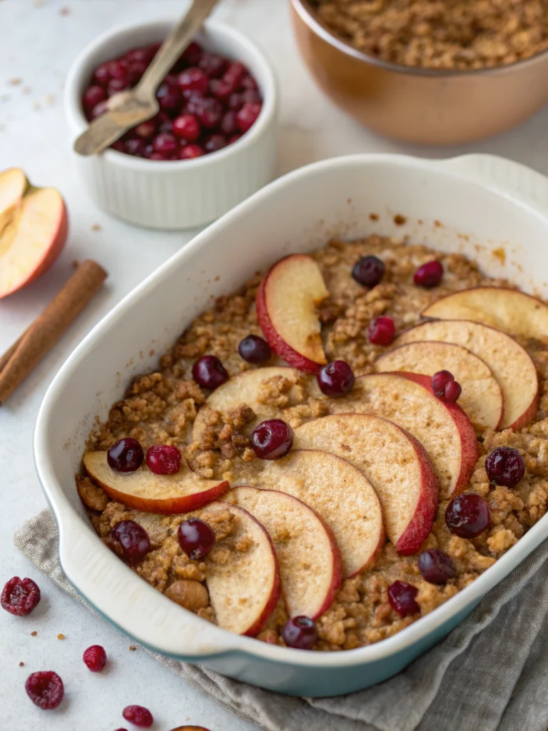 High-Fiber Apple-Cranberry Baked Oats