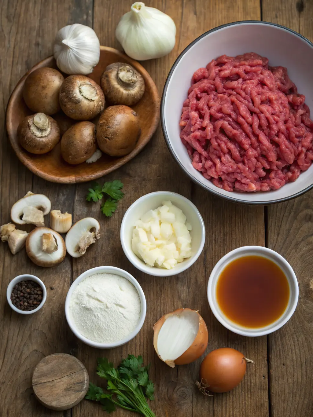 Ingredients for Beef Stroganoff with Ground Beef